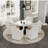 48 Inch White Sintered Stone Dining Table With Black Finish Metal Base