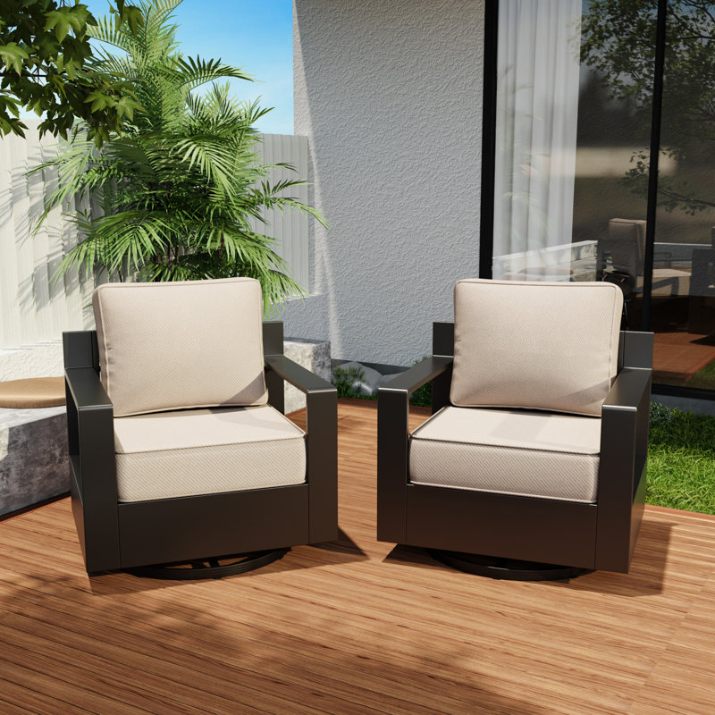 Patio Chair with Cushions（Set of 2）, Beige