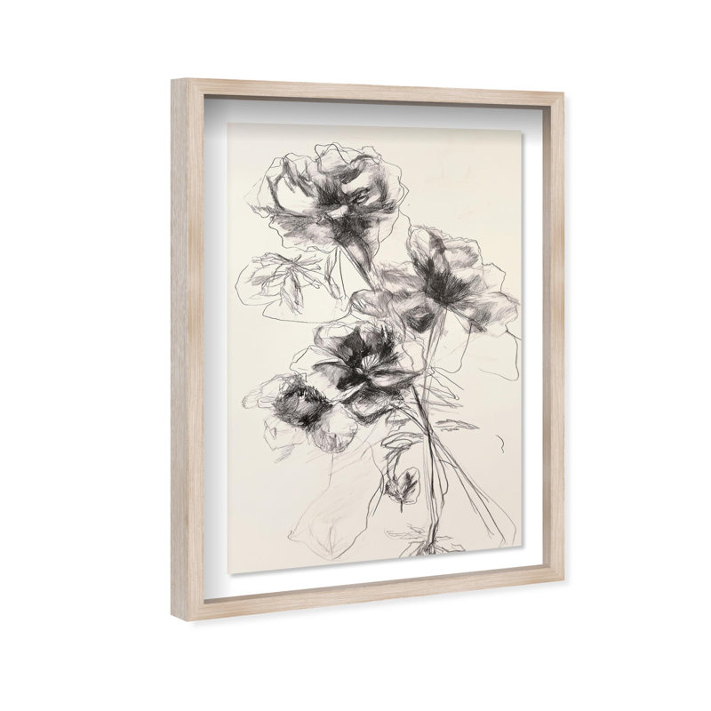 Oliver Gal Pencil Blossom I Floral & Botanical - Luxury Shadowbox Framed Wall Art, 47" H x 32" W, Cream