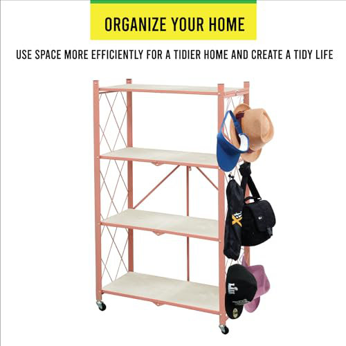 Pervin 27.9'' W Metal Shelving Unit with Wheels, Pink
