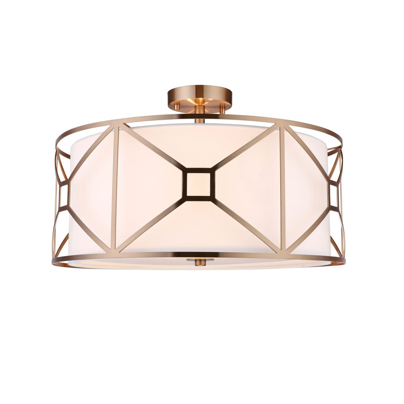 Hultgren LED Semi Flush Mount, 8.5" H x 17" W x 17" D, Brass