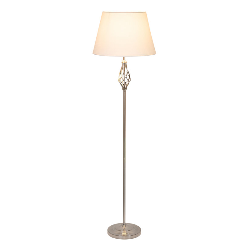 Backus 165cm Traditional Twist Floor Lamp, Silver, Warm Naturral