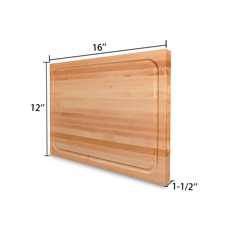 Hard Maple Rectangular Wood Chopping Block with Juice Groove