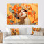 Portrait de femme orange avec fleurs Bloom II - mode femme, art mural