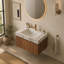 Meuble en contreplaqué de 76 cm (30 po) avec une porte et un tiroir, sans lavabo ni comptoir, sans robinet ni couvercle d'évier.