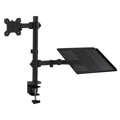 Support de bureau pour ordinateur portable et écran VESA entièrement réglable Mount-It | Extension de support de bureau | Noir