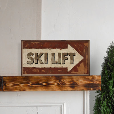 Ski Lift Arrow Rust Sign