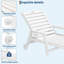 Chaise longue d'extérieur en PEHD - Fauteuil inclinable réglable à 5 positions avec porte-gobelet et roulettes amovibles - Résistant aux intempéries près de la piscine, de la terrasse et de la chaise longue - Blanc