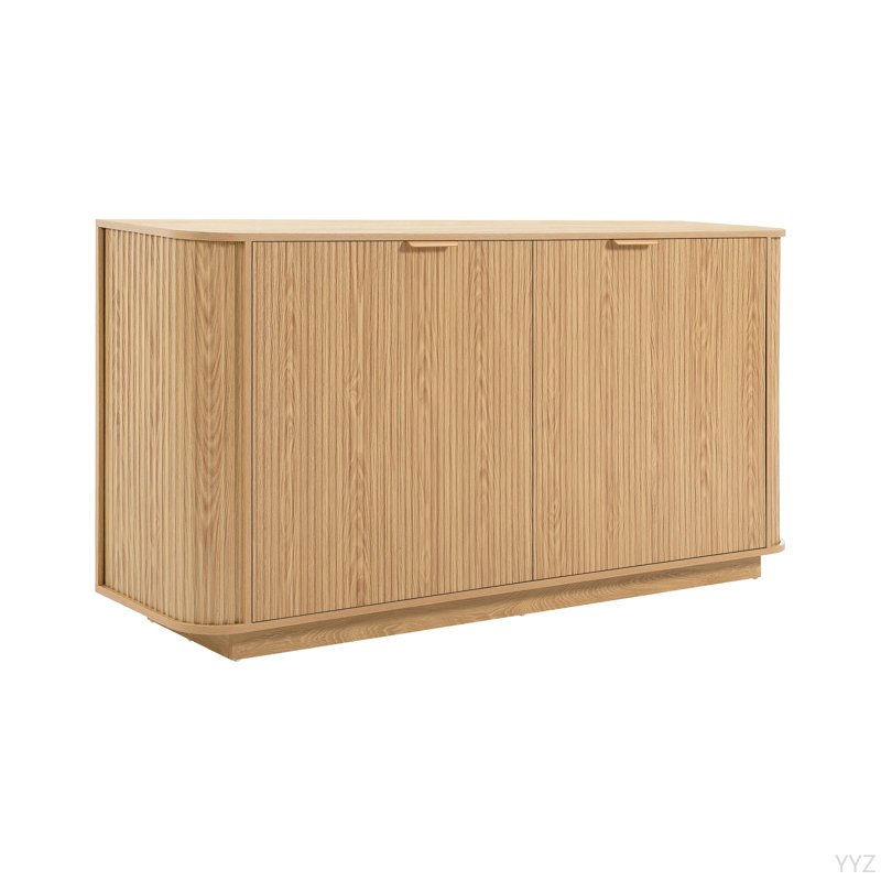 Buffet de rangement ondulé de 63 po à deux portes avec tablettes réglables, idéal pour la cuisine, le salon, le couloir - rangement polyvalent