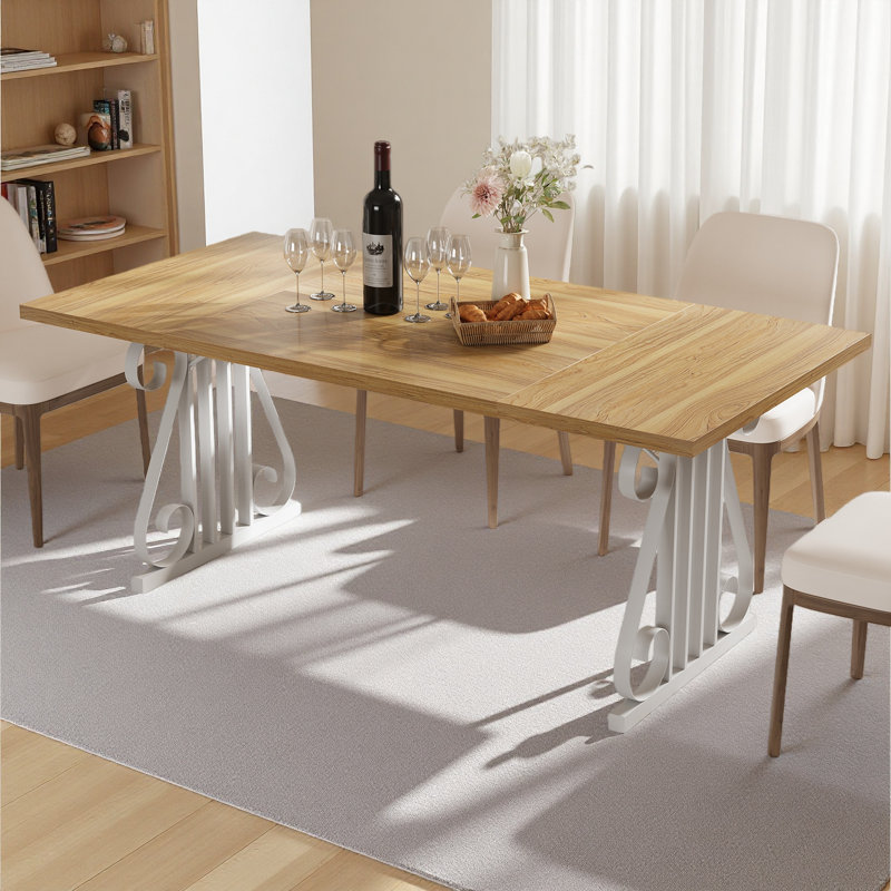 70.9" Modern Dining Table For 6–8, Rectangular Faux Marble Top, Metal Frame, Adjustable Feet, Walnut