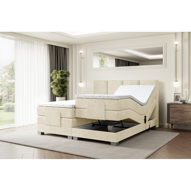 Granita Pocket Spring Mattress Divan Bed Base, 140 x 200cm, Beige