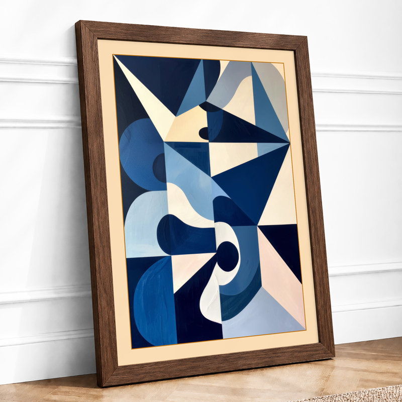 Angular Geometry Geometric - Framed Print, A4 - 29.7 x 21.0 cm, Walnut