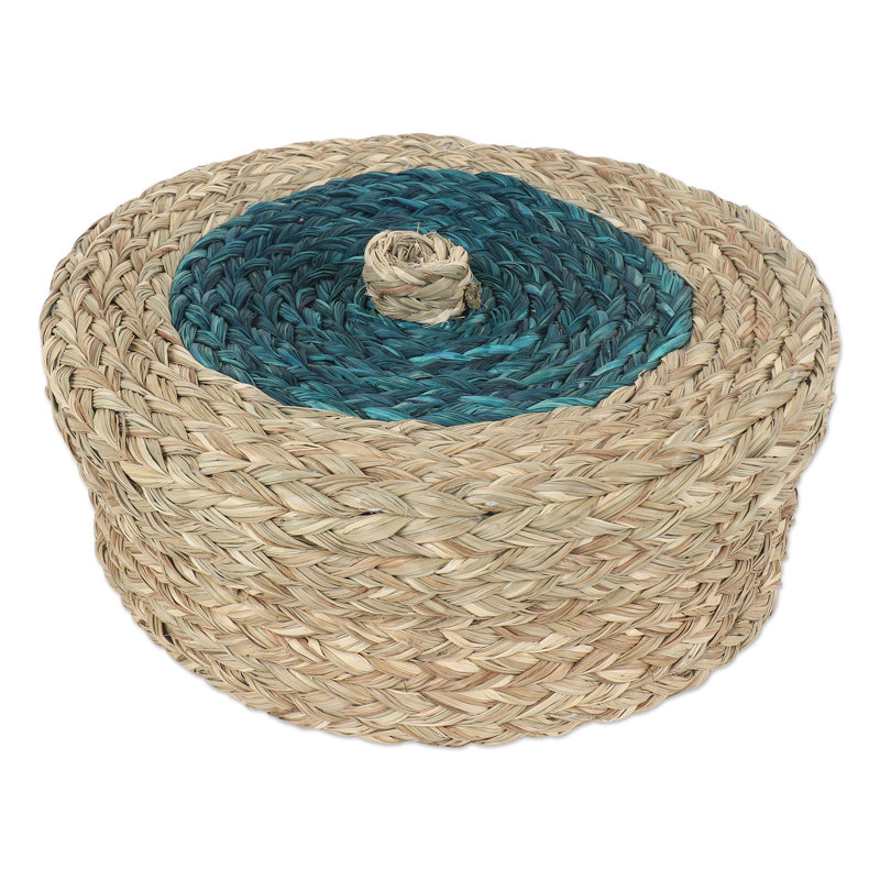 Panier en ruppie maritime fait à la main turquoise