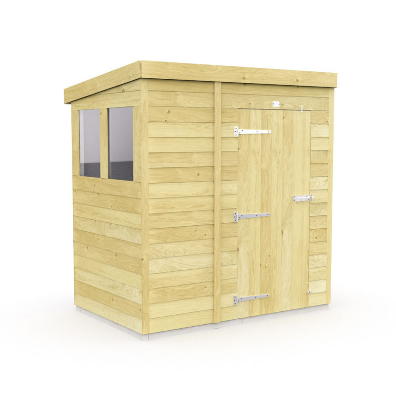 5ft x 4ft Pent Shed - Single Door with Windows