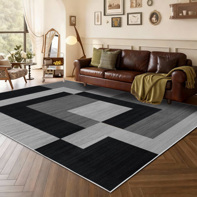 Abstract Machine Printed Shag Area Rug