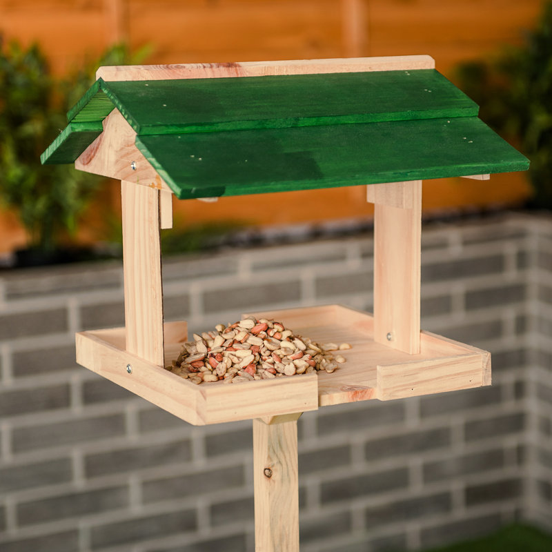 Abelardo Wood Freestanding Tray Bird Feeder