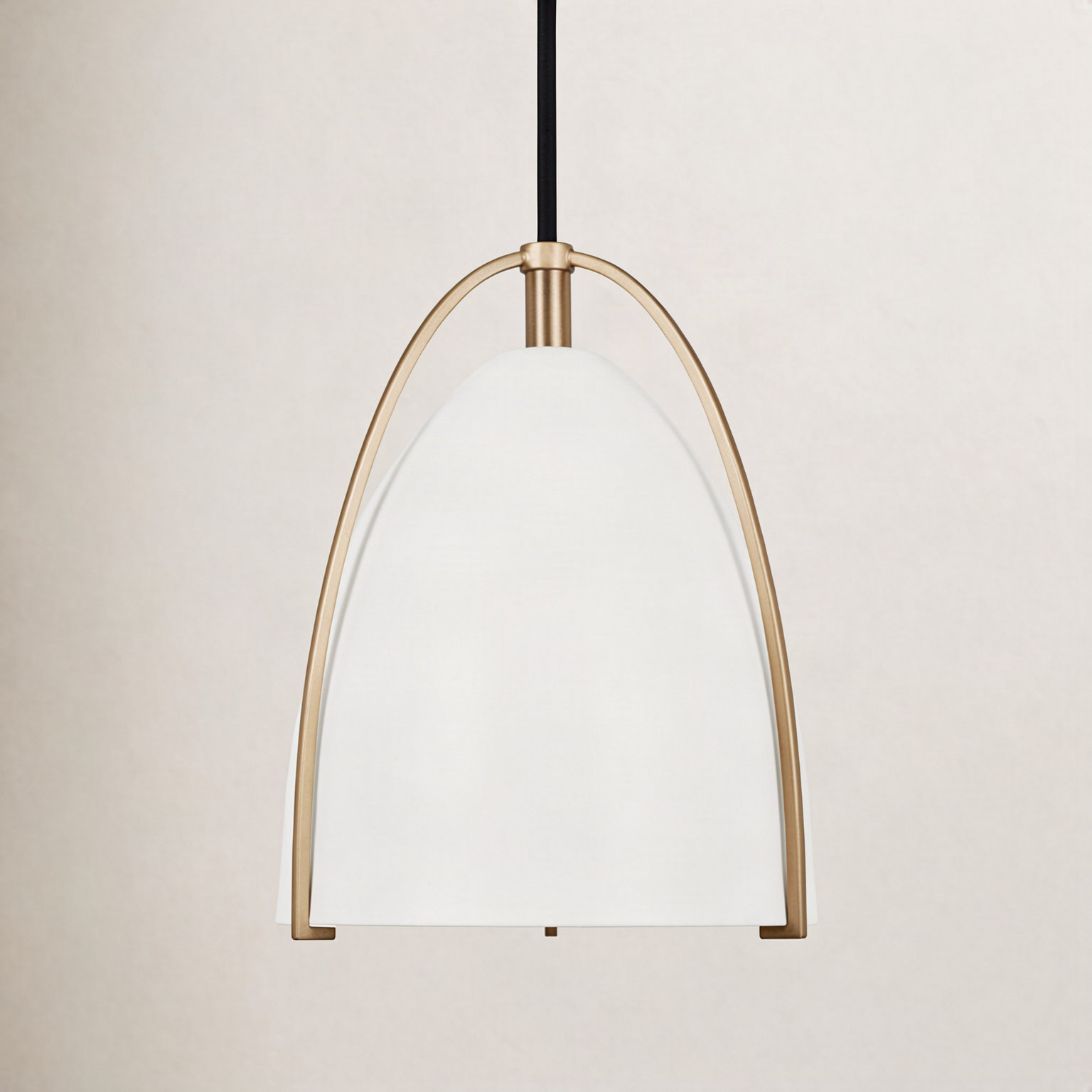 Nikki Dimmable Single Light Pendant, 7.5" H x 6.25" W x 6.25" W, White, Satin Brass