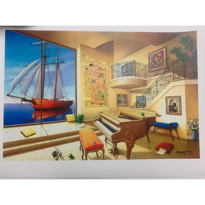 Giclée Orlando Quevedo - Love Boat - Taille: L 21 po x l 13,5 po