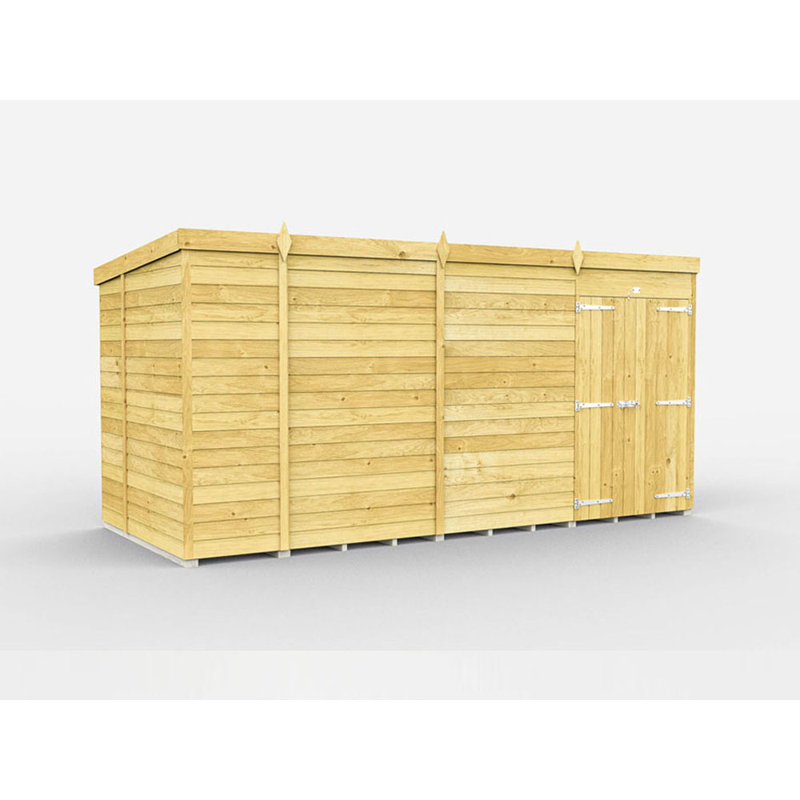14ft x 6ft Pent Shed - Double Door without Windows
