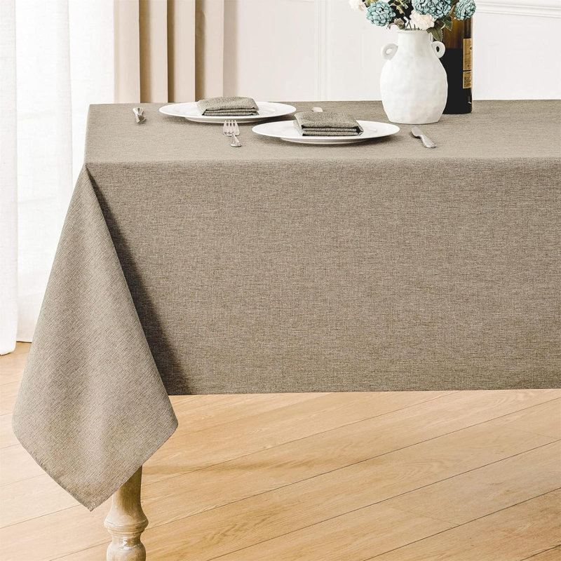 Rectangle Tablecloth Waterproof 52X70 Inch Linen Textured Table Cloth Stain And Wrinkle Resistant Washable, Decorative Fabric Table Cover For Dining, Party And Camping, Black