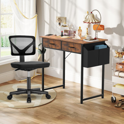 Ovidia Desk and Chair Set: 32 Inch Computer Desk & Height Adjustable Black Mesh Chair