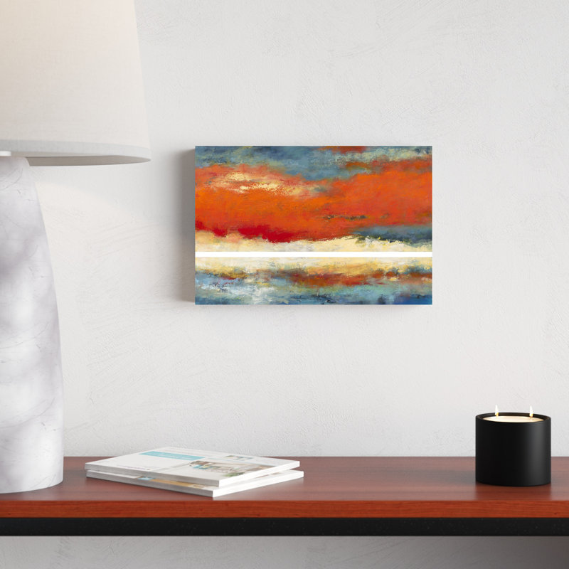 Ascent Of Orange - Painting, 20 cm H x 30 cm W, Wrapped Canvas