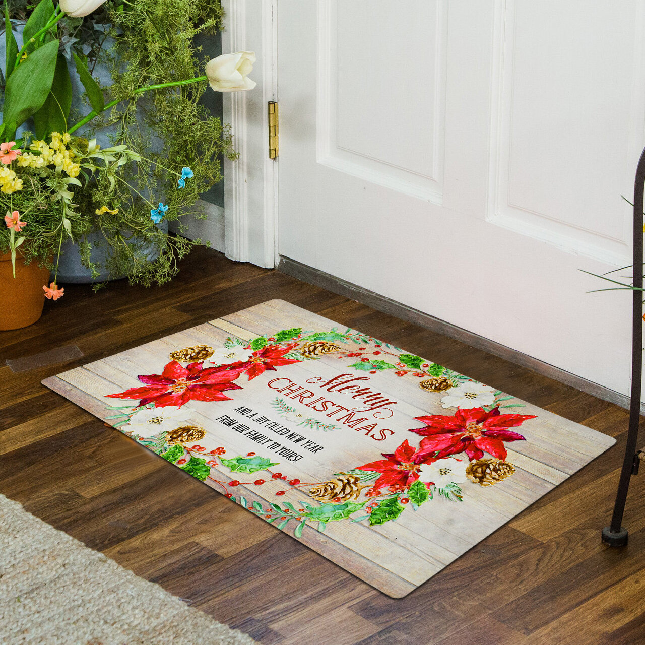 Floor Mat, Personalized Rug, Kitchen Rug, Personalized Floor Mat, Cushion  Mat, Custom Floor Mat, Memory Foam, Faux Wood and Greenery Wreath 