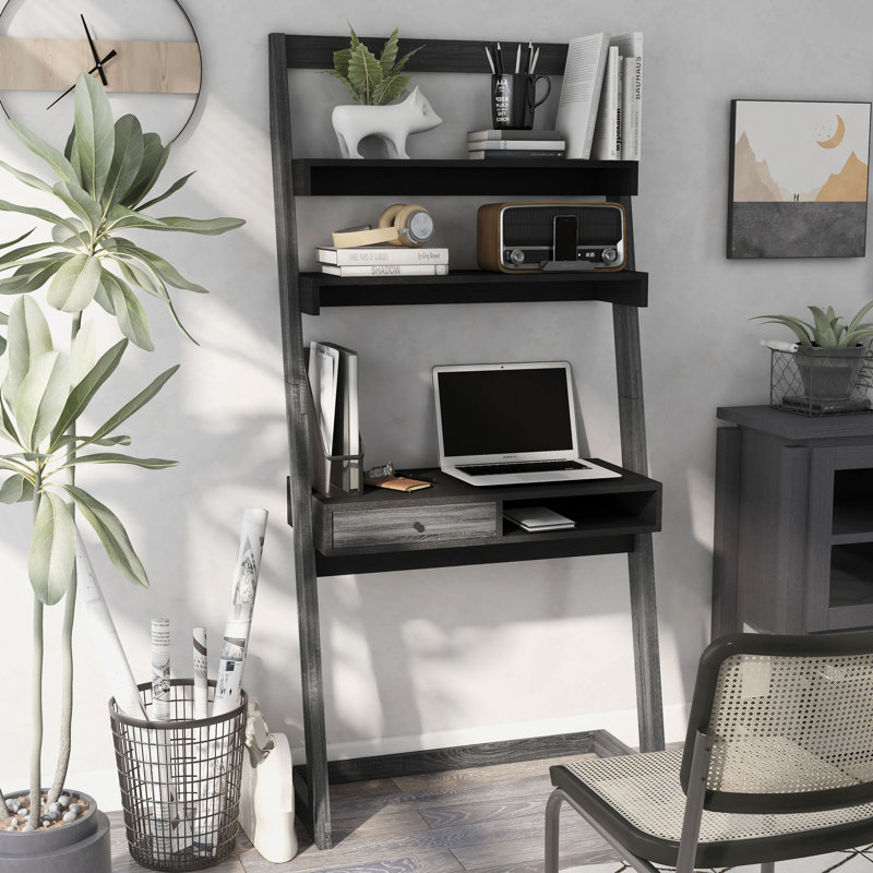 Justis Leaning / Ladder Desk, White/Dark Gray