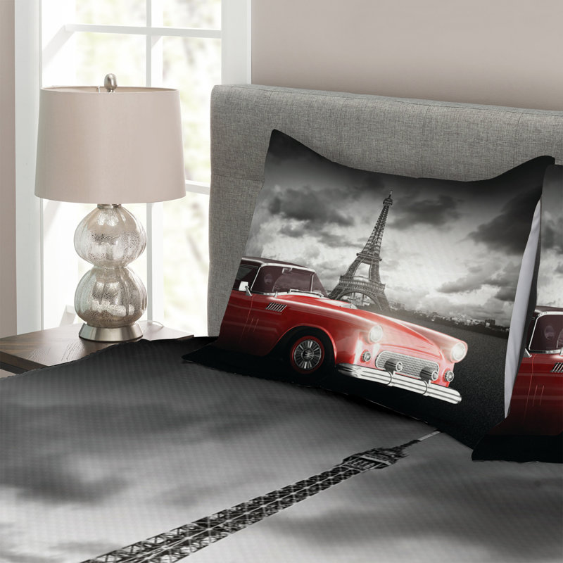 Grey Microfibre Bedspread Set, 220 x 264 cm