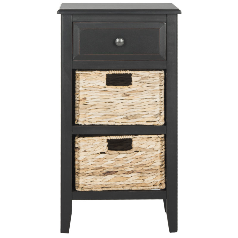 Santa Cruz Side Table with Storage, Distressed Black