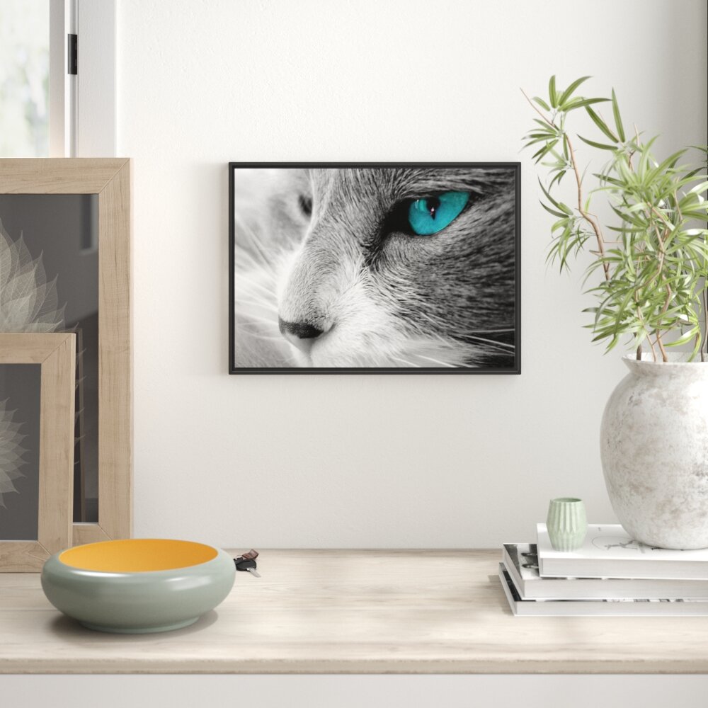 Gerahmtes Wandbild Katze mit Augen