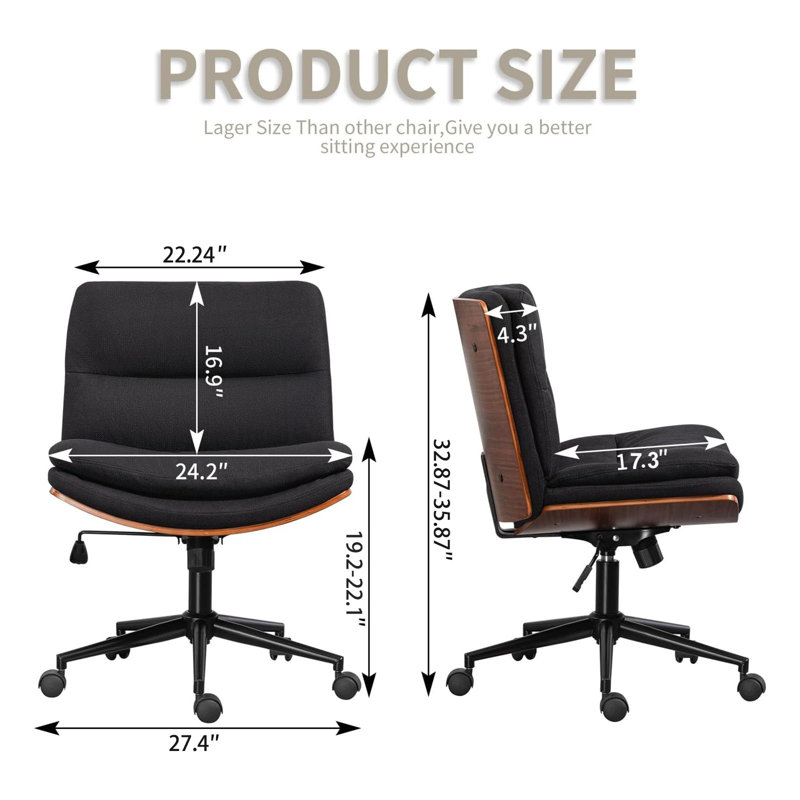 Fauteuil de bureau Wapato Modern, Noir