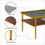 Verre trempé gris Table basse Golden Legs pour salon, facile à nettoyer et durable