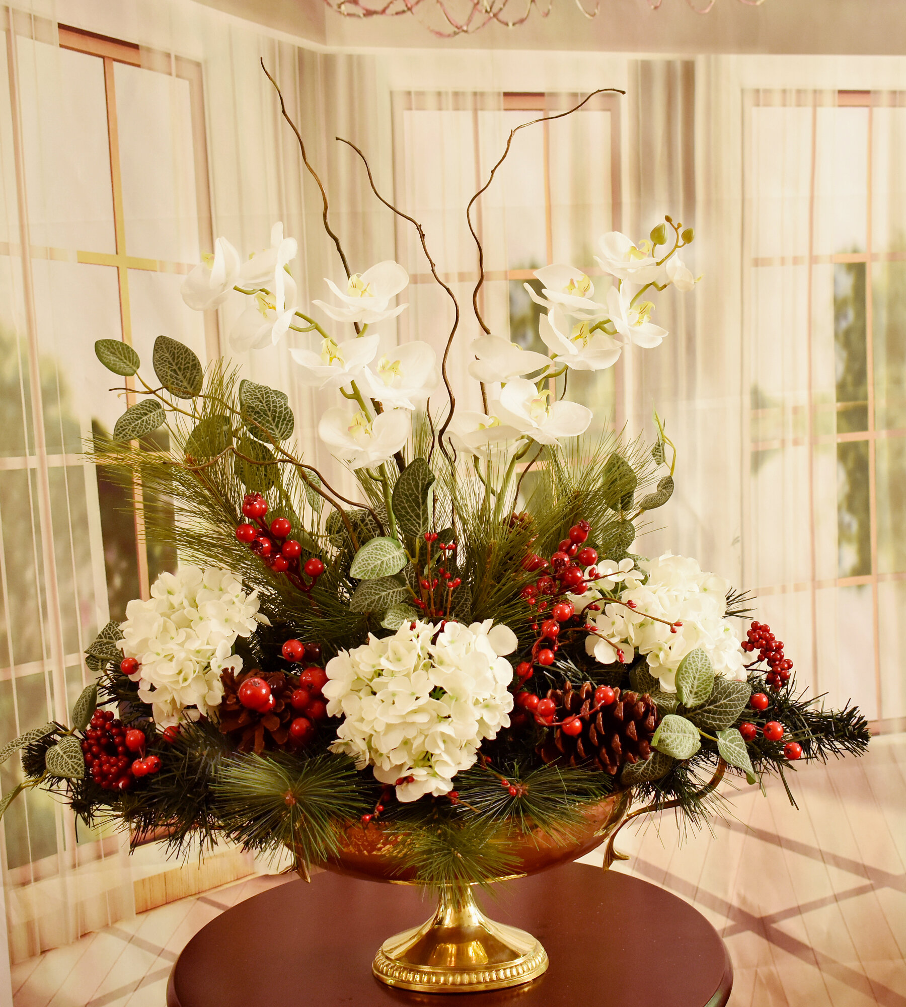 red and white floral arrangements