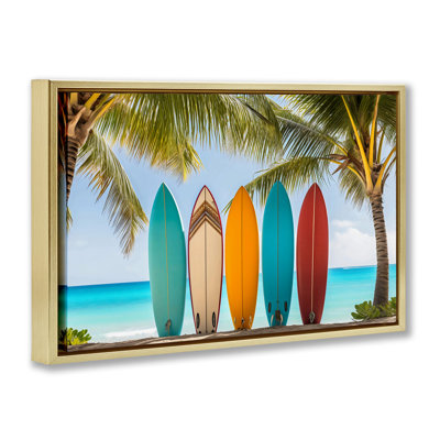 Colorful Surfboards Shoreline Floating Frame, design by LSR Design Studio