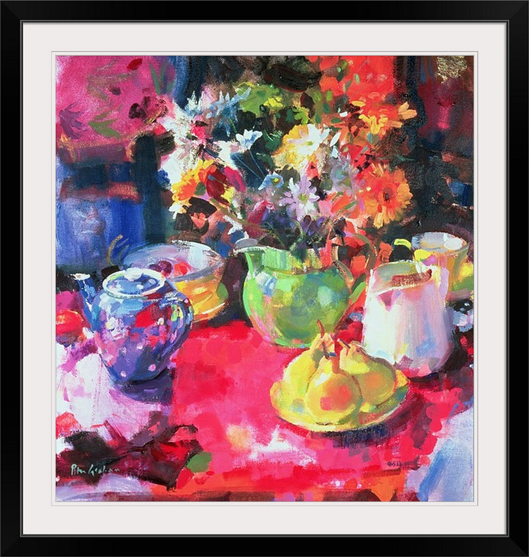 «Daisuke Three Pears» par Peter Graham, reproduction d'art, H 24 po x l 24 po x P 1 po, Cadre noir