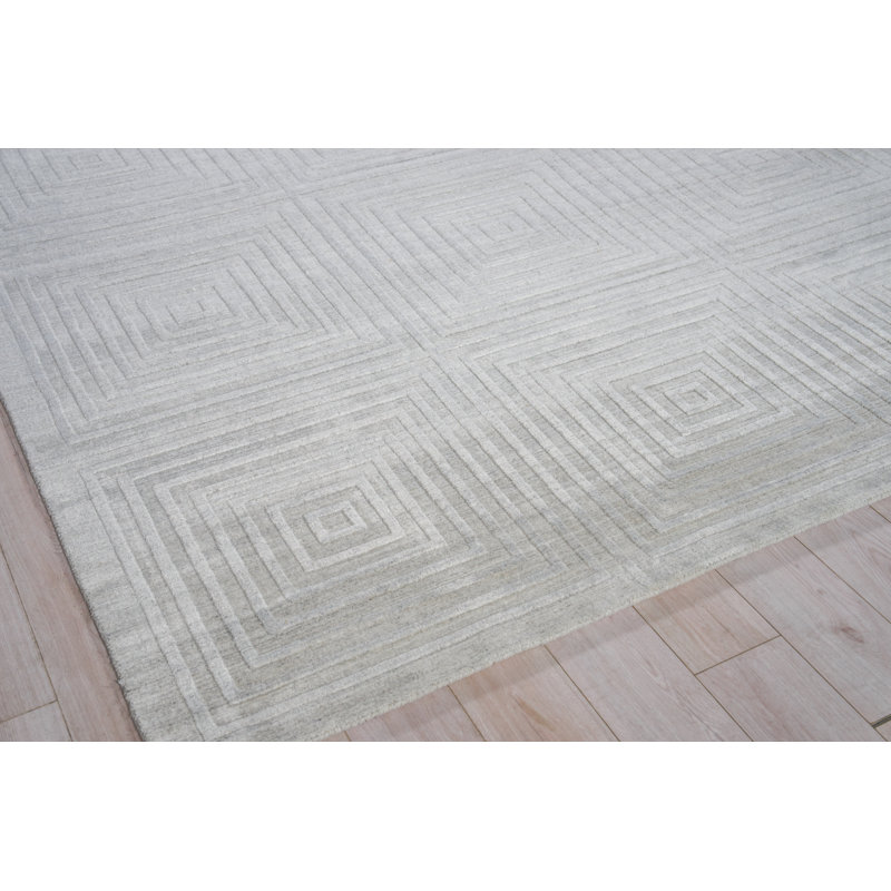 Castelli Geometric Area Rug in Light Silver, Rectangle 9' x 12', Light Silver