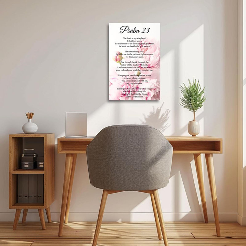 Psalm 23 Wall Art Christian Picture Prints The Lord is My Shepherd Scripture on Canvas Bible Verses Poster Inspirational Religious Artwork for Church Prayer Wall Decor Framed 24"x36"