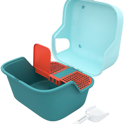 Cat Litter Box With Lid, , , Easy To Clean For Indoor Living - Innovative Entry Reduces Covered Lid And Domestic Felines Special Lowers Tracking