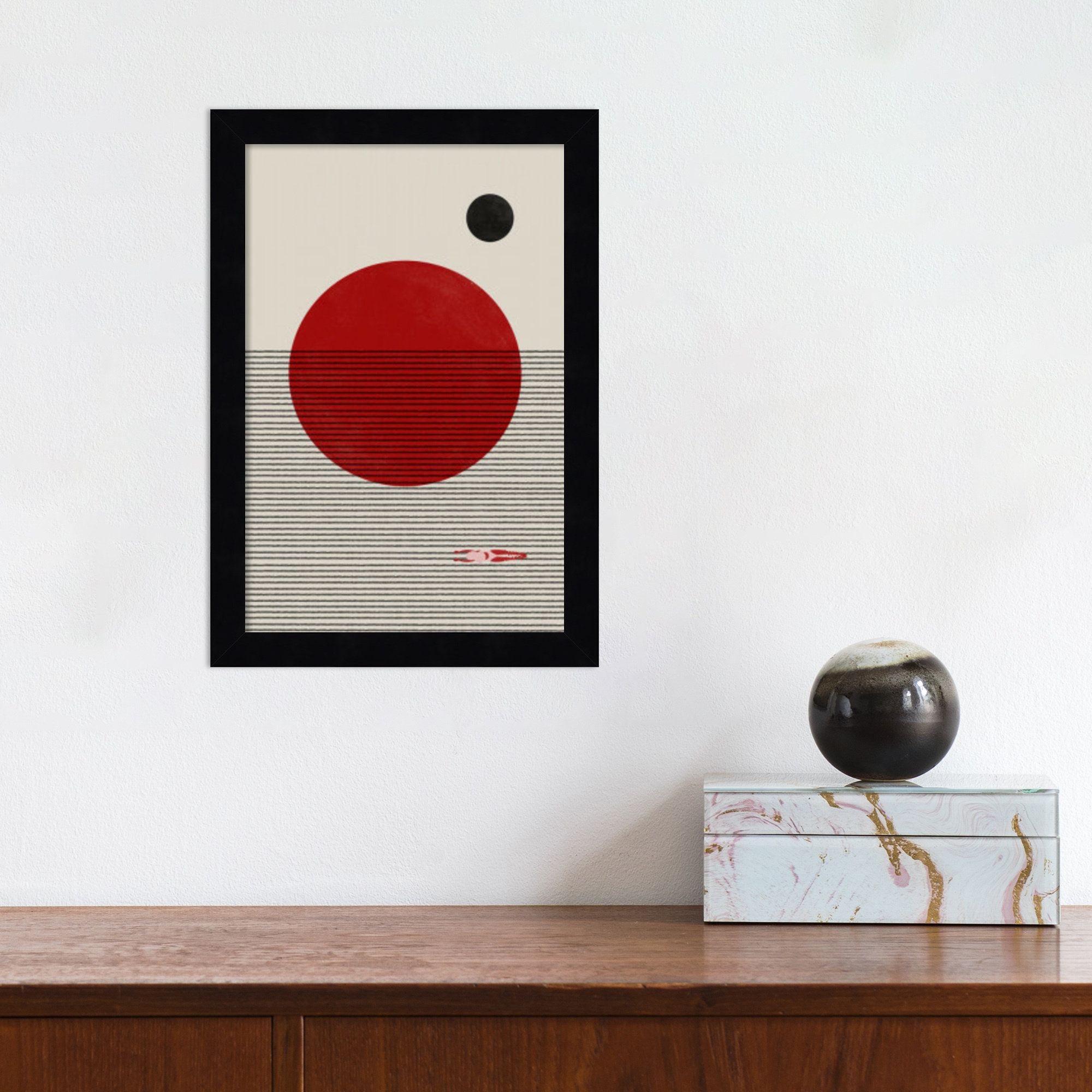 Swimming To You by The MIUUS STUDIO - Framed Art Print, Black, 13" H x 9" W x 1" D