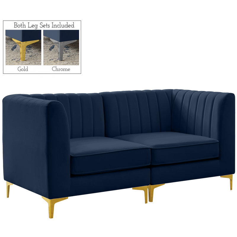 Canapé modulaire Enson, Velours marine