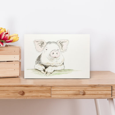 Joyeux cochon aux couleurs douces, art animalier délicat et minimaliste