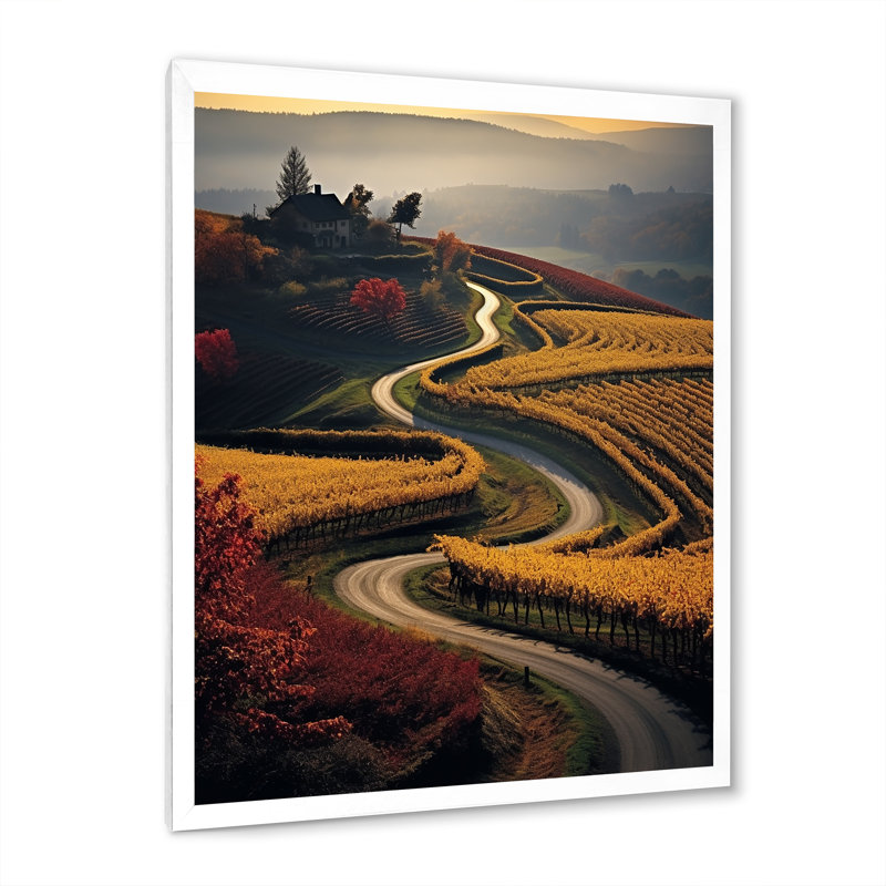 «Scenic Enchanting Vineyard II», impressions sur toile, Cadre photo blanc, H 32 po x l 16 po x P 1 po