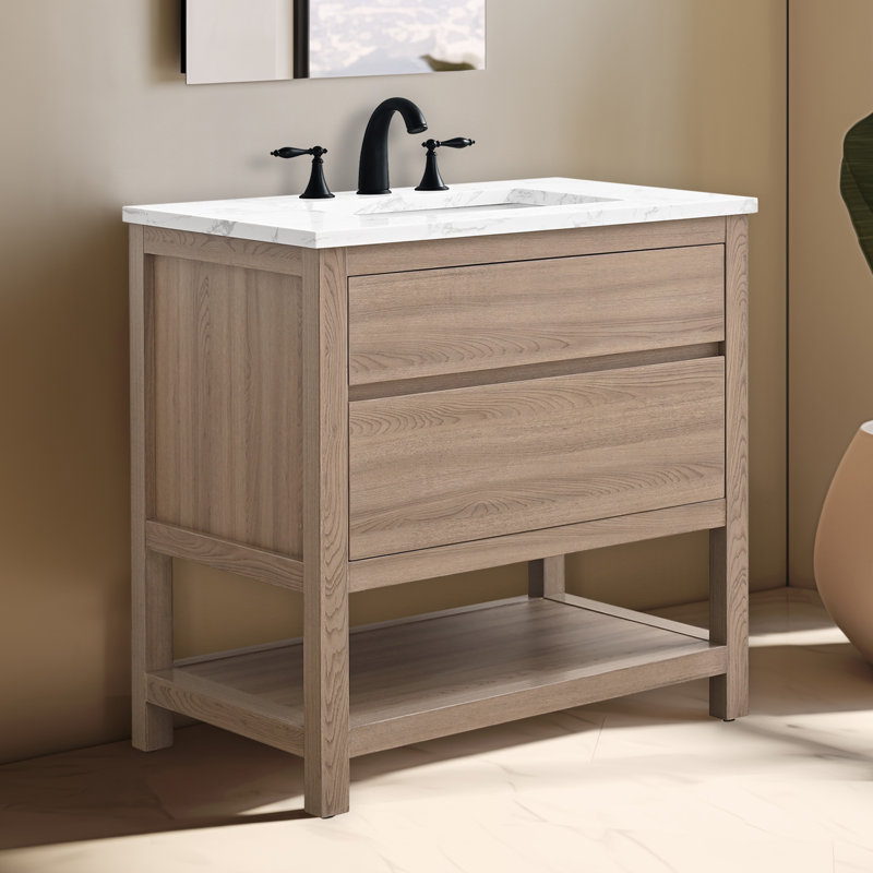 Wesli 30" Single Bathroom Vanity With Engineered Stone Top