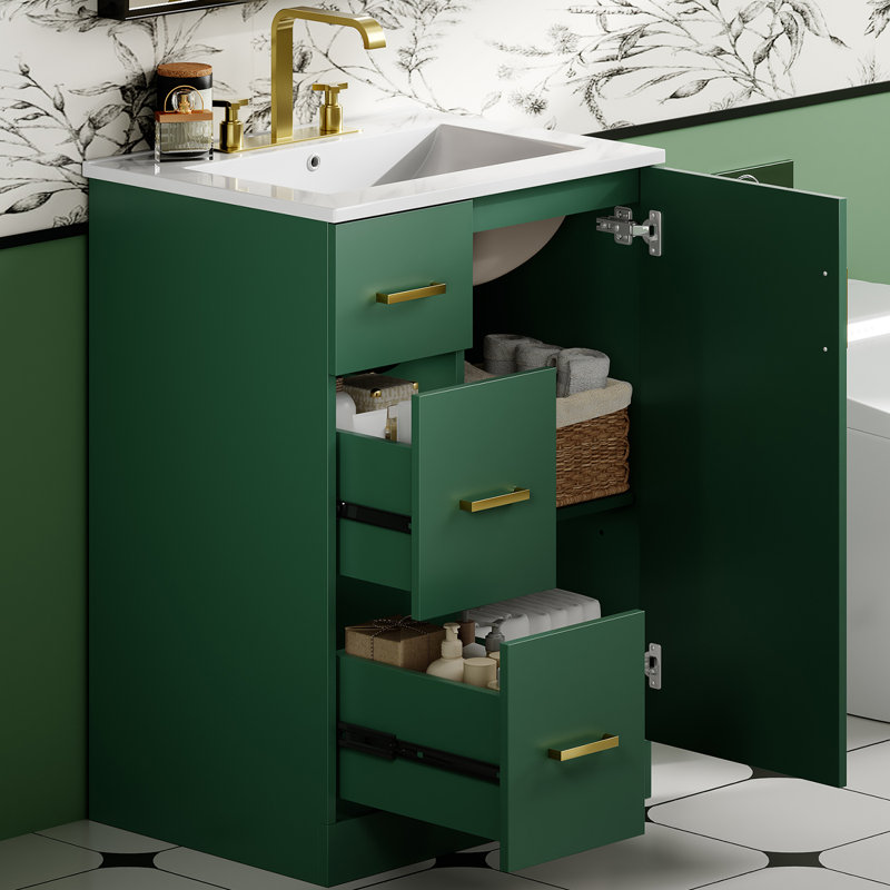 24" Bathroom Vanity With Sink, 2 Drawers And Soft Close Doors