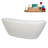75" Streamline Soaking Glossy White Acrylic Freestanding Bathtub, Bamboo Tray, Drain-103682442