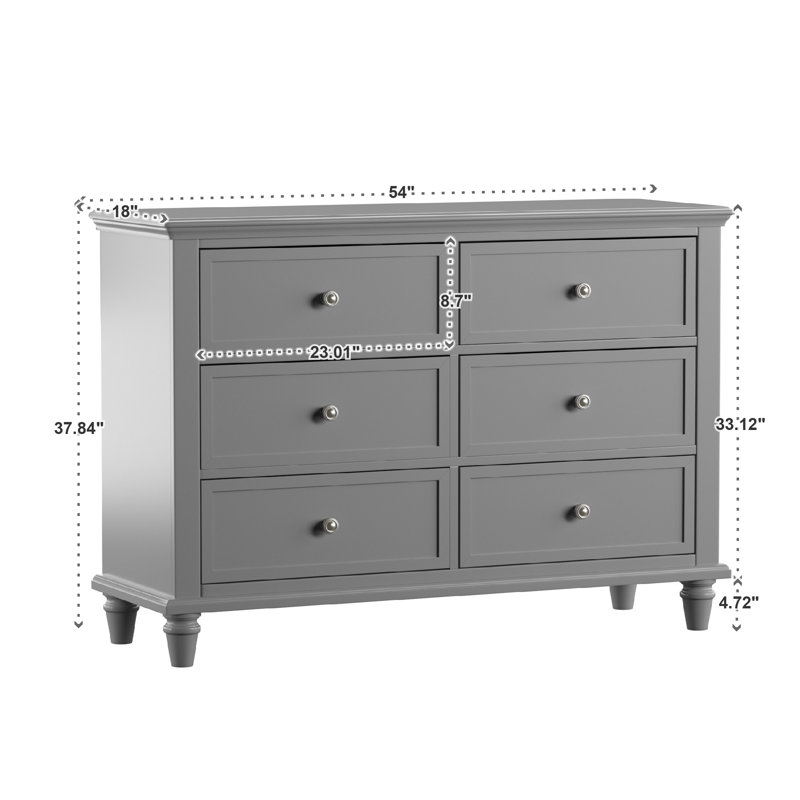 Commode double 6 tiroirs Jazmond , Gris givré