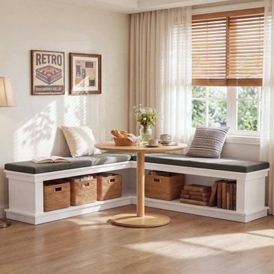 L-Shaped Corner Shoe Bench With Cushion
