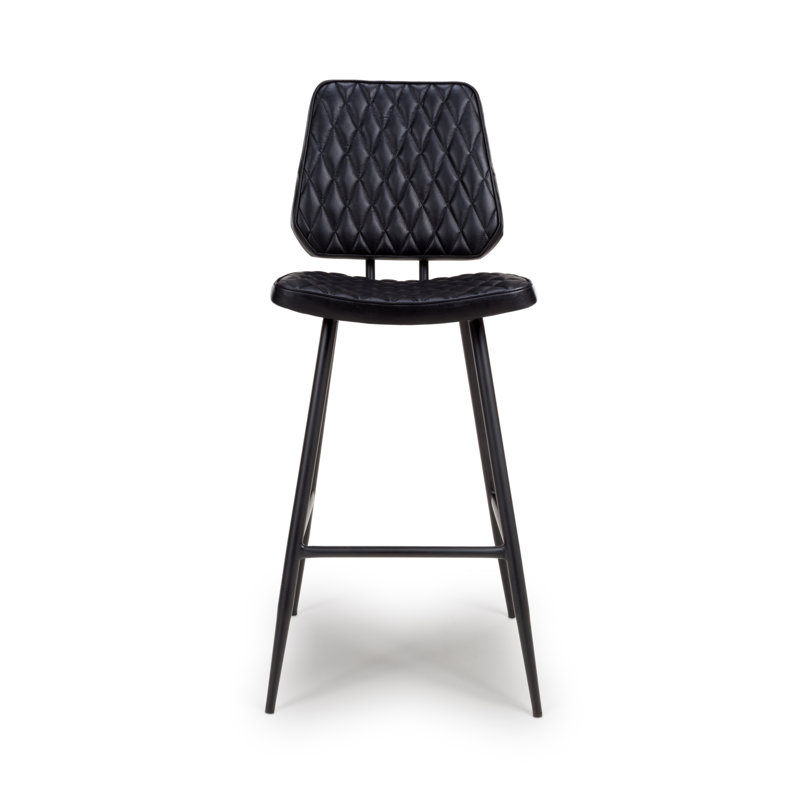 Ehret Upholstered Counter Stool with Metal Frame, Black