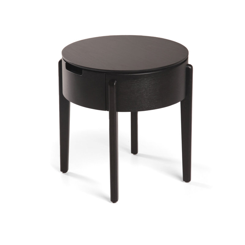 Eti 1 - Drawer Solid Wood Nightstand, Transparent Black